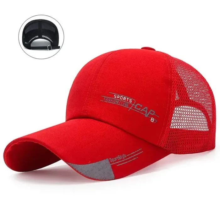 Embossed Triangle Mesh Baseball Caps Women Breathable Mesh Snapback Hats Red Black Casual Sport Hats Cap Unisex Men Fishing - Image 29