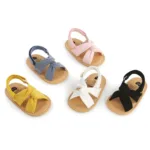 Breathable Summer Newborn Baby Girls Sandals Shoes Toddlers Simple Style Solid Color Soft Sole Shoes Outdoor Indoor Prewalker - Image 2