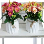 Artificial Daisy Flowers in Vase Real Touch Fake Daisies Faux Silk Plant Arrangements for Vase Table Centerpiece DIY Window Liv - Image 4