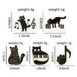 Instrument Piano Accordion Cat Enamel Pins Black Cat Music Note Lapel Badge Clothes Collar Brooch Backpack Jewelry Pin Wholesale - Image 3