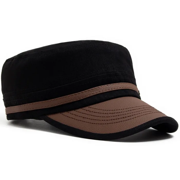 Flat Hat Women Fashion PU Leather Brim Men Baseball Cap Soft Cotton Cloth Casual Visor Trucker Hat Autumn Summer Adjustable - Image 4