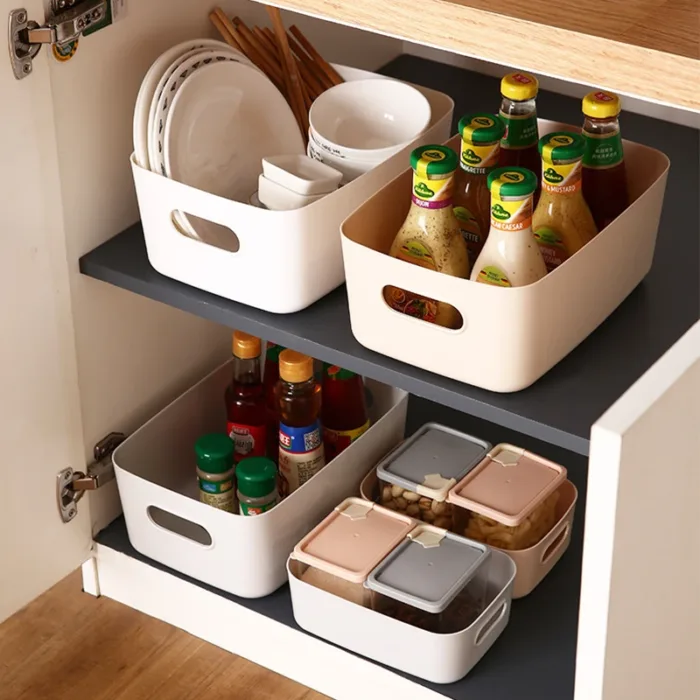 Desk Organizers Household Sundries Plastic Storage Box Office Desktop Student Dormitory Finish Cosmetics Kitchen Storage Basket - Image 4