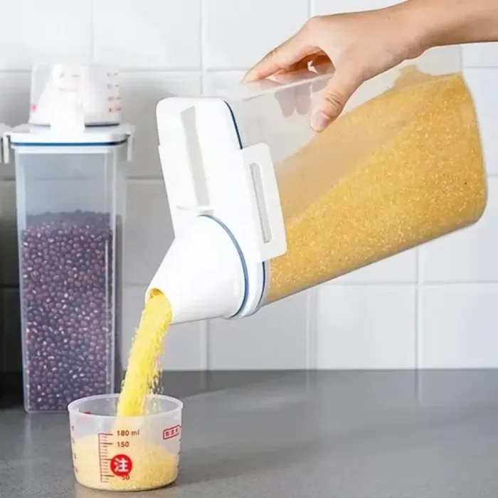 Large Food Storage Container 360° Rotating Rice Grain Dispenser Sealed Dampproof Cereal Storage Box with Lid Kitchen Rice Barrel - Image 5