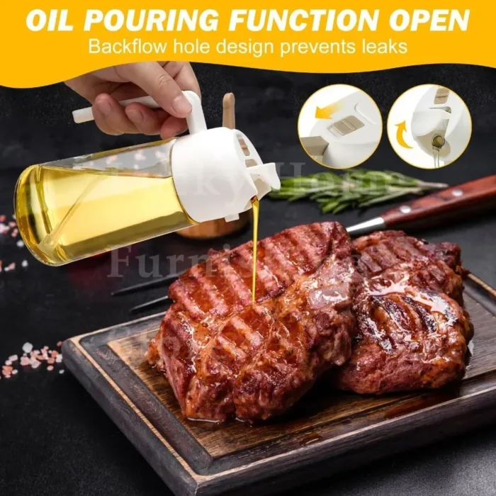 2pc Oil Sprayer Spray for 2 in 1 500ml Oil Sprayer & Pourer Plastic Spray Bottle Kitchen Gadget Sets Accessories for Camping BBQ - Image 4