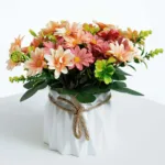 Artificial Daisy Flowers in Vase Real Touch Fake Daisies Faux Silk Plant Arrangements for Vase Table Centerpiece DIY Window Liv
