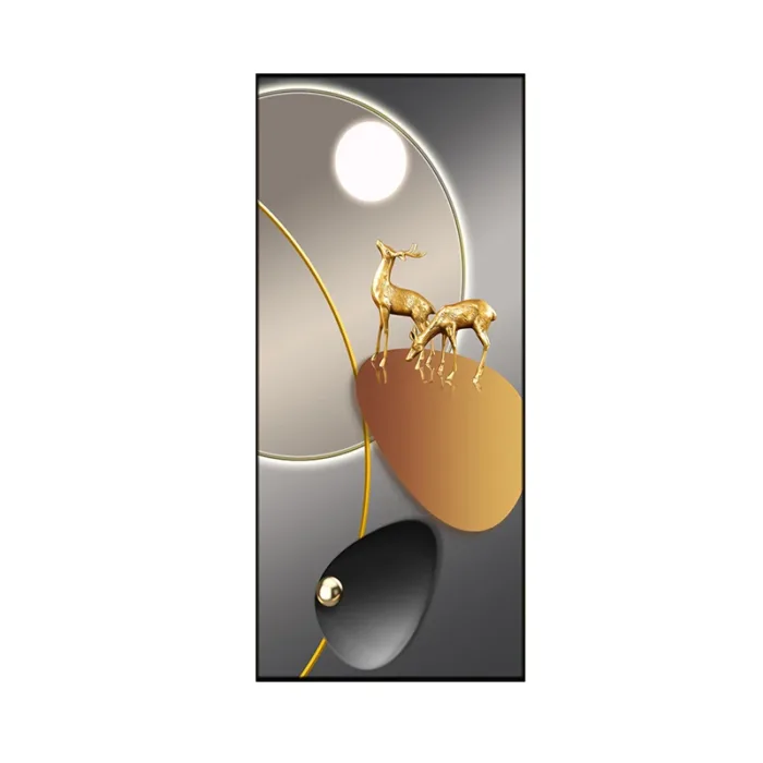 Abstract Geometry Light and Shadow Canvas Painting Wall Art Golden Deer Feather Ginkgo Leaf Posters Porch Wall Decor No Frame - Image 14