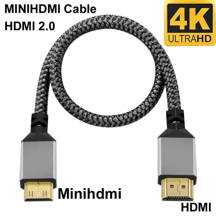 4K@60HZ Nylon Braid HD Compatible V2.0 HDMI TO MINI HDMI MINIHDMI Extension Male to Male Plug Cable 1M/1.5M/2M/3M/5M/10m hdtv tv - Image 1