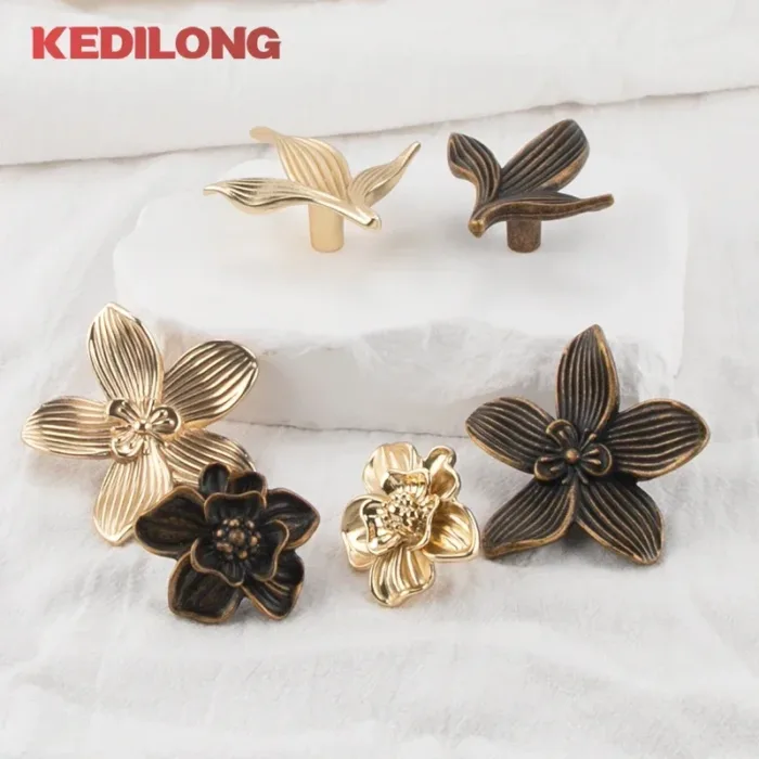 KEDLO European Light Luxury Flower Zinc Alloy Drawer Gold  Knob Furniture Hardware Kitchen Cabinet Vintage Bronze Pull Handle - Image 6