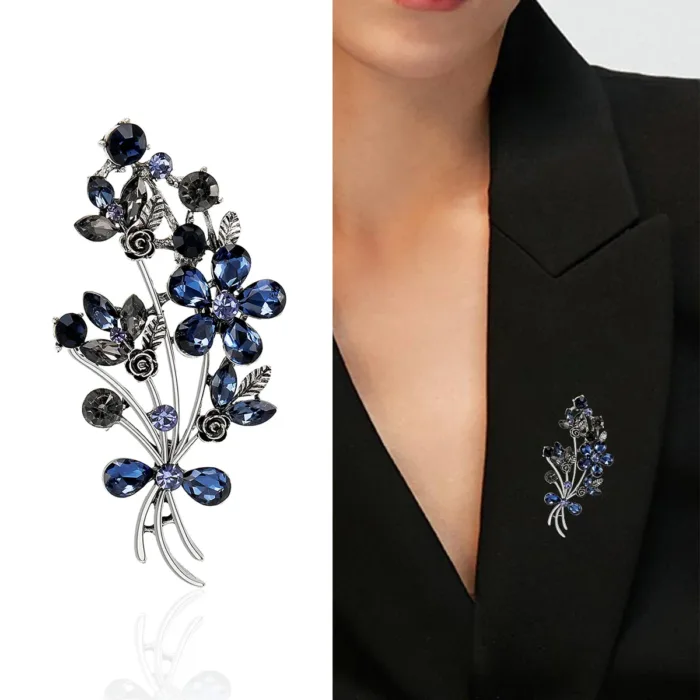 Rhinestone Flower Bouquet Brooches for Women Casual Office Party Coat Bag Decoration Accessories Pins Gifts - Image 3