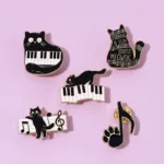Instrument Piano Accordion Cat Enamel Pins Black Cat Music Note Lapel Badge Clothes Collar Brooch Backpack Jewelry Pin Wholesale - Image 6