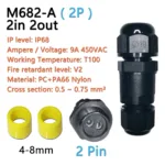 IP68 waterproof cable connector M682 2 in 2 out 2Pin 3Pin 4Pin 5Pin Electrical Terminal Adapter Wire Connector LED Light - Image 2