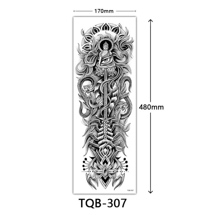 Body Art Full Fake Tatoo Tiger Wolf Flowers Rose Large Arm Tattoo Sticker Full Sleeve Waterproof Semi Permanent Tattoo Women Man - Image 19