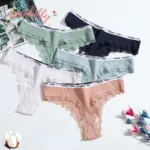 Thong Cotton Sexy Ladies Panties Women's Underwear Low Waist Solid Color Shorts Black Invisible Lace T-st - Image 2