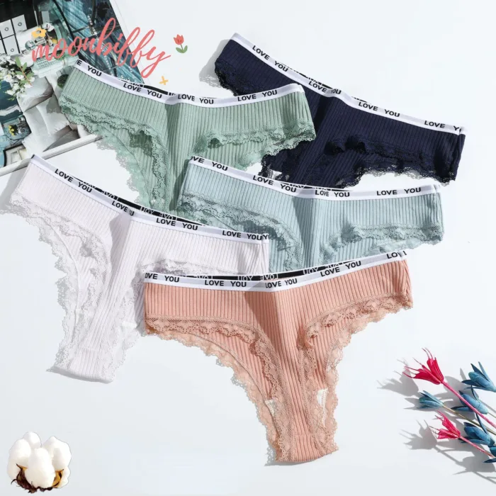 Thong Cotton Sexy Ladies Panties Women's Underwear Low Waist Solid Color Shorts Black Invisible Lace T-st - Image 2