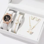 6/1pcs Set Women Watch Ring Necklace Earrings Bracelet Set Watches Butterfly Leather Strap Ladies Quartz WristWatch (No Box) - Image 2