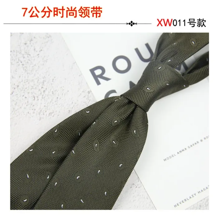 2024 New Korean 7cm Luxury Casual Neckties For Men Navy Brown Green Striped Neck Ties Formal Dress Suit Cravat Flower Red Tie - Image 12
