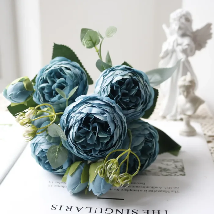 30cm Rose White Peony Artificial Flowers Bouquet 5 Big Head and 4 Bud Cheap Fake Flowers for Home Wedding Decoration Indoor - Image 12