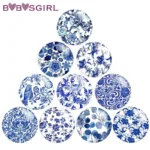 Blue And White Porcelain Flowers Round Photo Resin Glass Cabochon Demo Flat Back Making Findings S1491 - Image 6