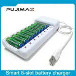 PUJIMAX  Battery Charger USB Output 8 slots Charger For AA/AAA Ni-Cd Rechargeable Batteries For remote control microphone camera