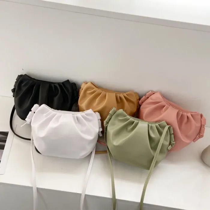 Fashion Women Shoulder Bag New Arrival Crossbody Bag Female Solid Color Pleated Design Ladies Bag Mini Zipper Cloud Bag For Girl - Image 1