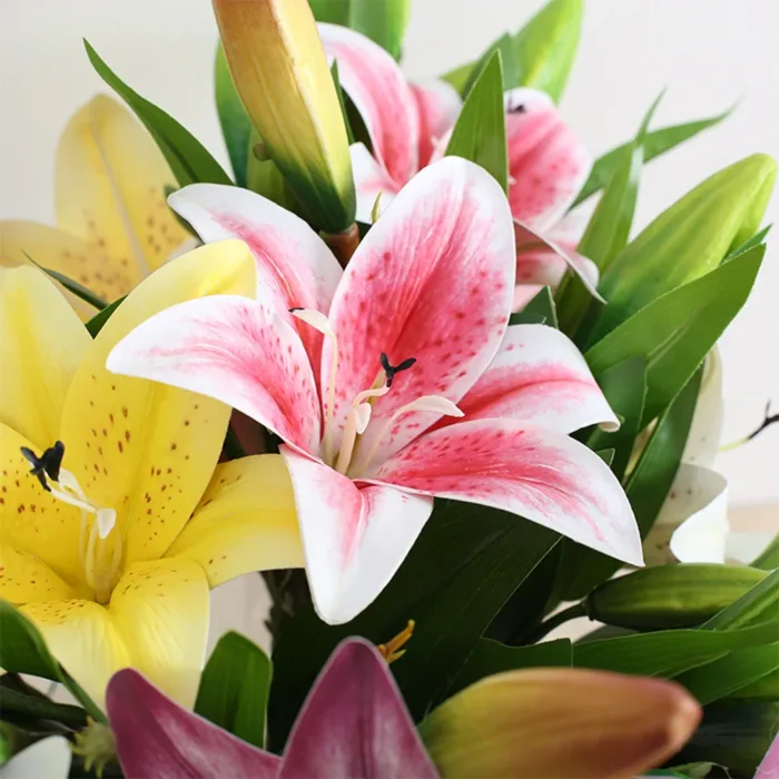 Real Looking 3D Printing Lily Branch Artificial Flowers White Fake Flowers Flores for Wedding Home Garden Decoration - Image 6