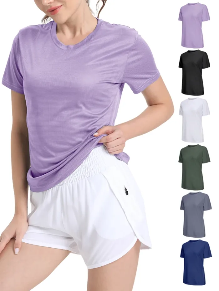 Women's Solid Color Ultralight Quick Dry Sport T-Shirt,Breathable Lightweight  ,Running Gym Compression Shirt - Image 1