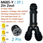 IP68 waterproof cable connector M682 2 in 2 out 2Pin 3Pin 4Pin 5Pin Electrical Terminal Adapter Wire Connector LED Light - Image 19
