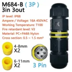 IP68 waterproof cable connector M682 2 in 2 out 2Pin 3Pin 4Pin 5Pin Electrical Terminal Adapter Wire Connector LED Light - Image 15