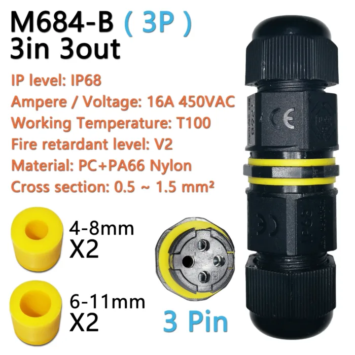 IP68 waterproof cable connector M682 2 in 2 out 2Pin 3Pin 4Pin 5Pin Electrical Terminal Adapter Wire Connector LED Light - Image 15