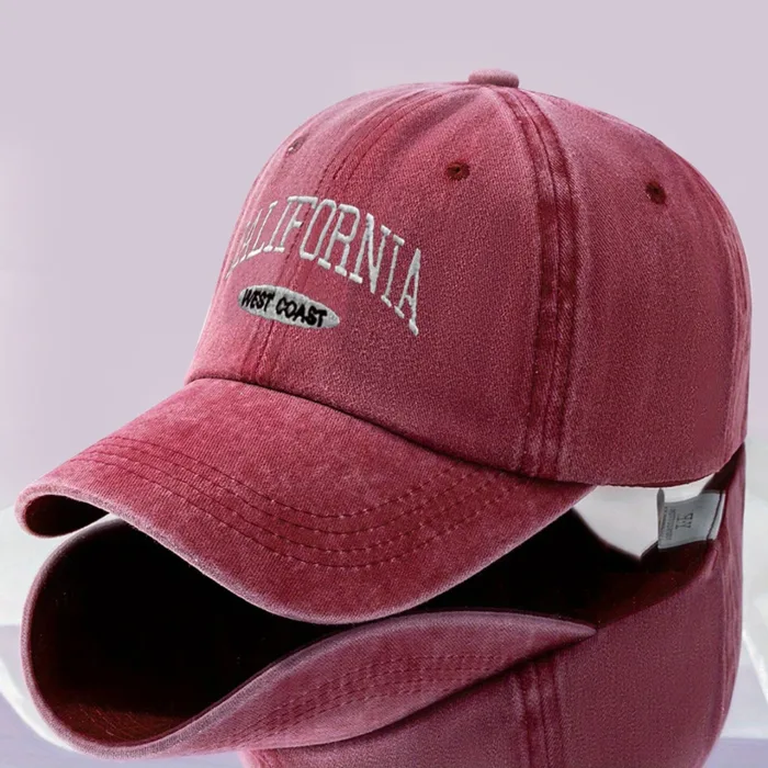 Fashionable Versatile Washed Letters Solid Color Embroidered Baseball Cap For Men Wide Brimmed Casual Sports Cap For Women - Image 14