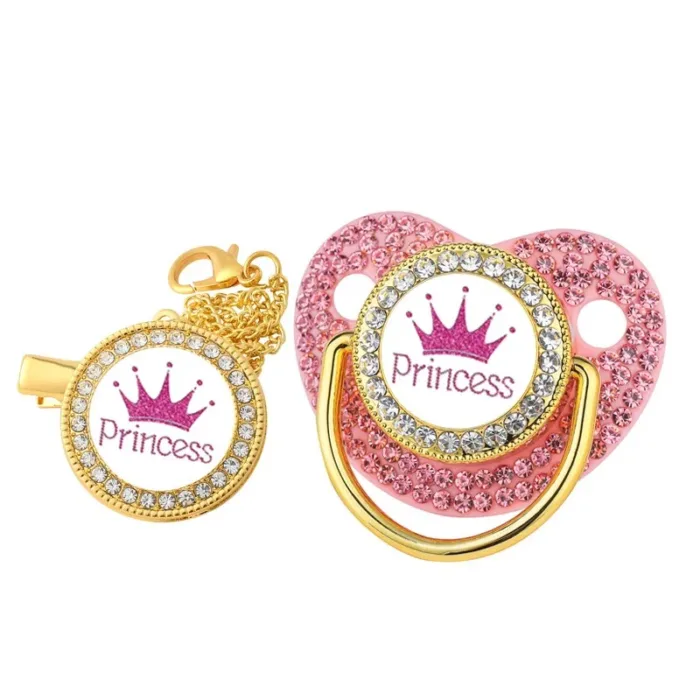 Luxury Crown Pacifier Clip Chain Set Baby Shower Gift Silicone Newborn Dummy Bpa Free Toddler Teether Zircon Baby Soother Nipple - Image 16