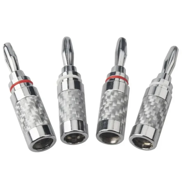 Banana Plug Connector Consumer Electronics Bananas Conector Audio Jack Rhodium Plated Carbon Fiber Screw Press Speaker Terminal - Image 3