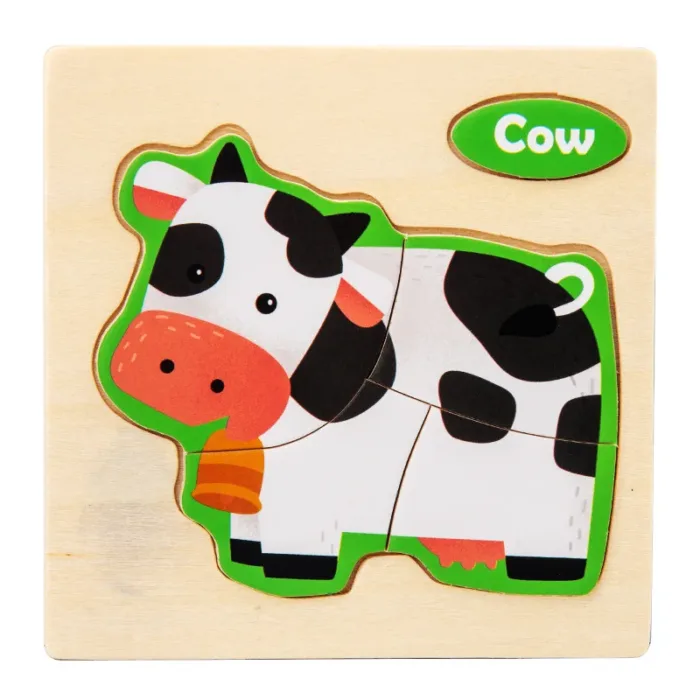 Montessori Wooden 3D Jigsaw Puzzle Cartoon Animals Children Learning Cognition Intelligence Puzzle Game Educational Toy for Kids - Image 6