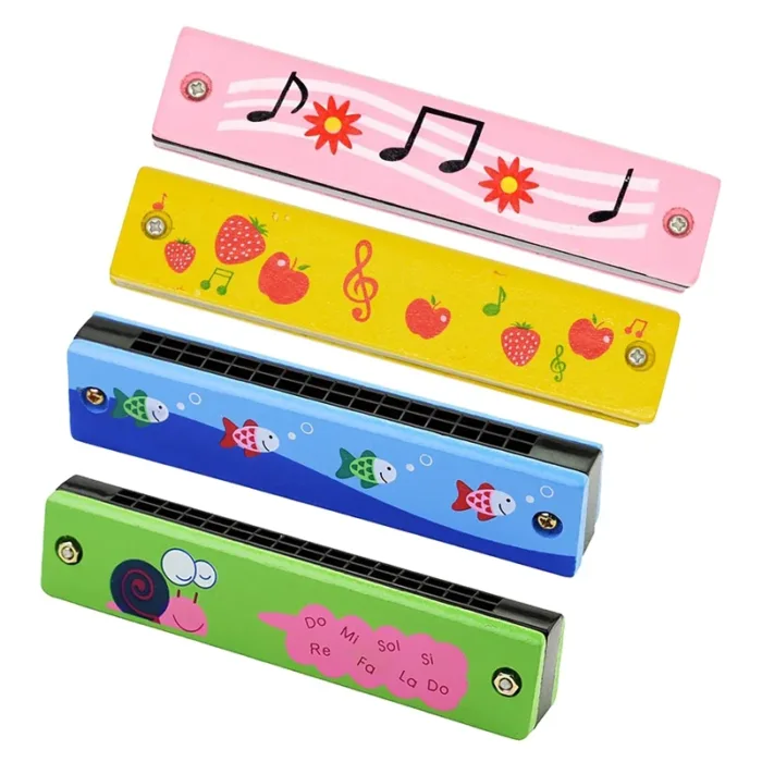 Wooden Harmonica For Children Toys Musical Instruments 16 Holes Double-Row Blow Cartoon Woodwind Mouth Harmonica - Image 6