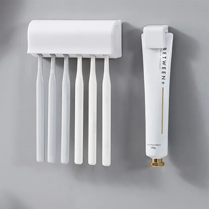 1pc Punch-free Wall-mounted Toothbrush Holder Toothpaste Holder Toothpaste Storage Rack Bath Organizer Bathroom Accessories - Image 2