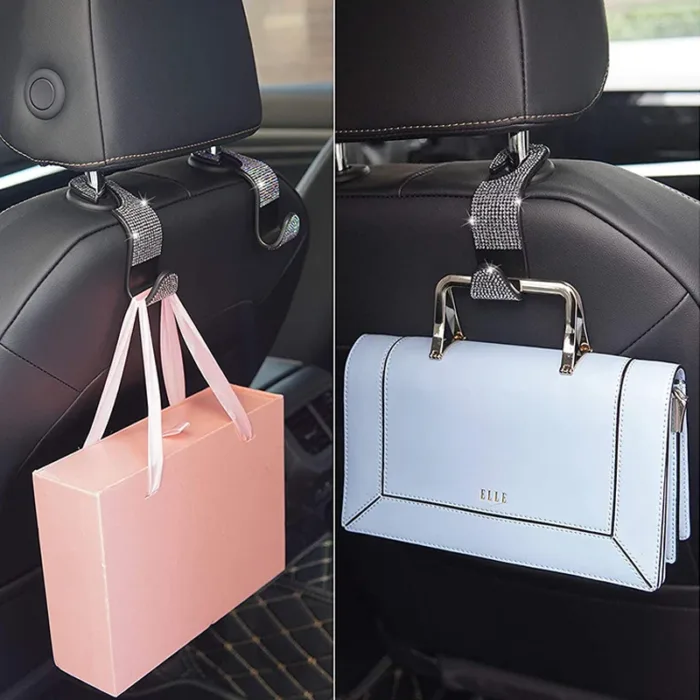 Dazzling Diamond Car Seat Backrest Hook Car Backrest Universal Head Restraint Storage Rack Automotive Interior Accessories - Image 3