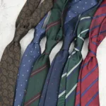 2024 New Korean 7cm Luxury Casual Neckties For Men Navy Brown Green Striped Neck Ties Formal Dress Suit Cravat Flower Red Tie - Image 2