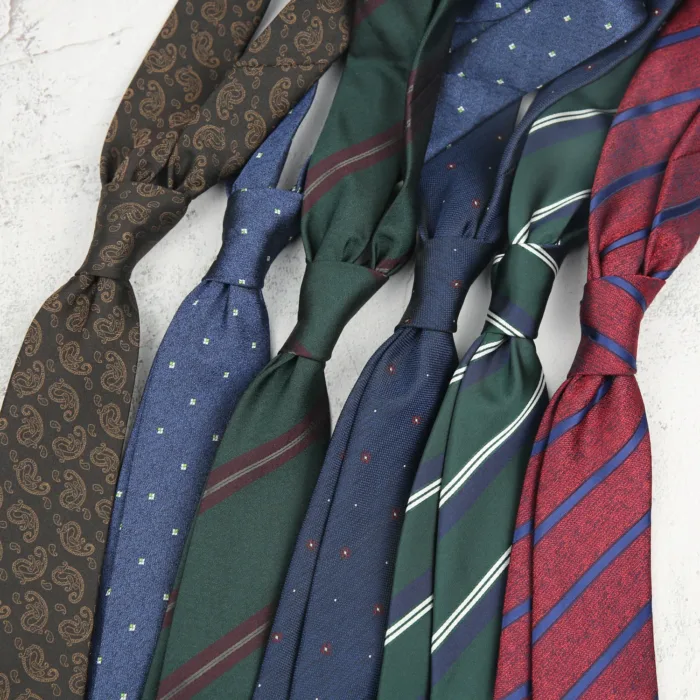 2024 New Korean 7cm Luxury Casual Neckties For Men Navy Brown Green Striped Neck Ties Formal Dress Suit Cravat Flower Red Tie - Image 2
