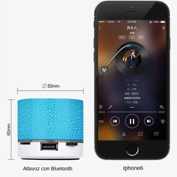 Mini Bluetooth Speaker Wireless Loudspeaker Crack LED SD Card USB Subwoofer Portable MP3 Music Sound Column for PC Mobile Phone - Image 4