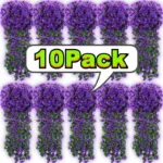 10-1Pack Artificial Violet Flower Vines Plastic Fake Flowers Wall Hanging Plants Wisteria Garland Wedding Home Garden Decoration