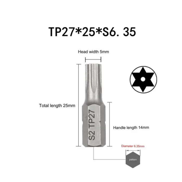 1 Inch TP10 15 20 25 30 35 Security Torx Screwdriver Bit Set 1/4 Inch 6.35mm Hex Shank Electric Screwdriver Bits For Power Tools - Image 7