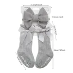 3Pcs/Set Baby Cotton Knee Socks Silk Stain Hair Bow Headbands Non-slip 0-12M Long Leggings Stockings Nylon Hairbands Infant Sock - Image 2