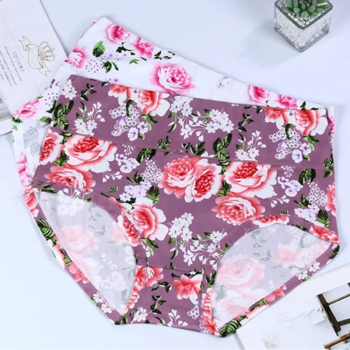 New Bamboo Fiber Underwear Large Size Women Panties Female Ladies Floral Briefs High Waist Plus Underpants Sexy Lingerie 5XL - Image 6