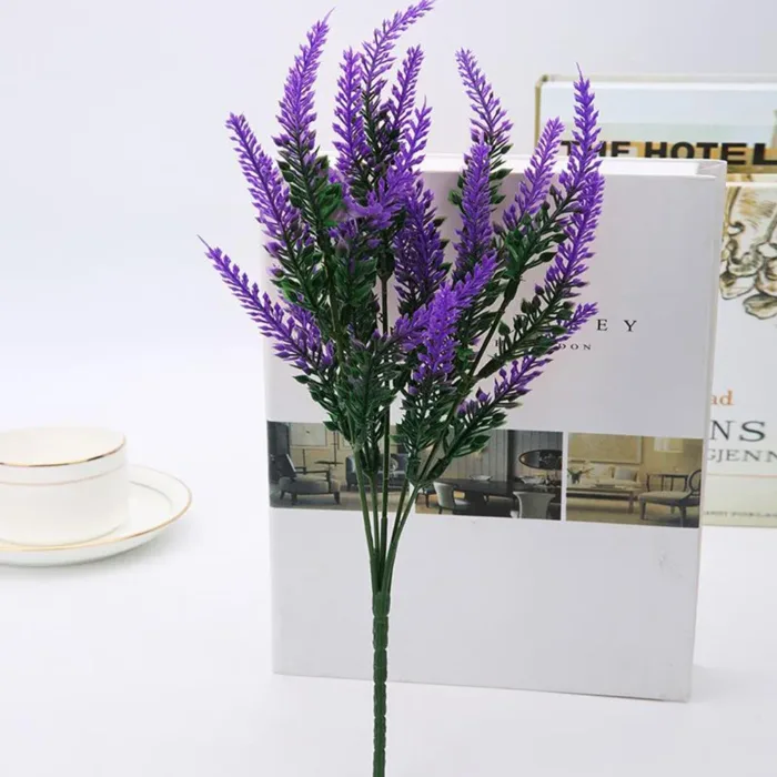 40cm Purple Provence Lavender Artificial Flowers Plastic Fake Plants Bridal Bouquet Indoor Outdoor Wedding Home Garden Decor - Image 1