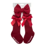 3Pcs/Set Baby Cotton Knee Socks Silk Stain Hair Bow Headbands Non-slip 0-12M Long Leggings Stockings Nylon Hairbands Infant Sock - Image 10