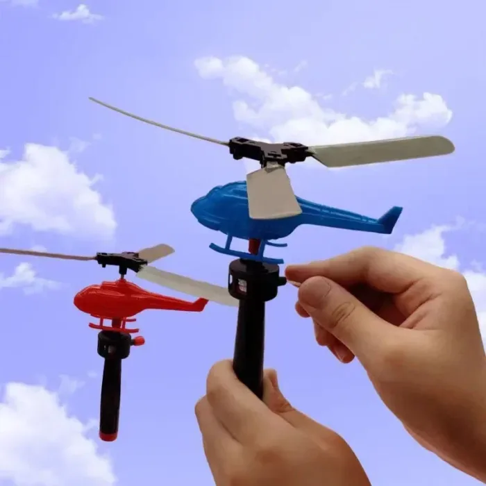 Bamboo Dragonfly Handle Pull Helicopter Children's Outdoor Games Sports Toys for Boys Girls - Image 1