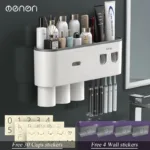 MENGNI-Magnetic Adsorption Inverted Toothbrush Holder Wall -Automatic Toothpaste Squeezer Storage Rack Bathroom Accessories - Image 13