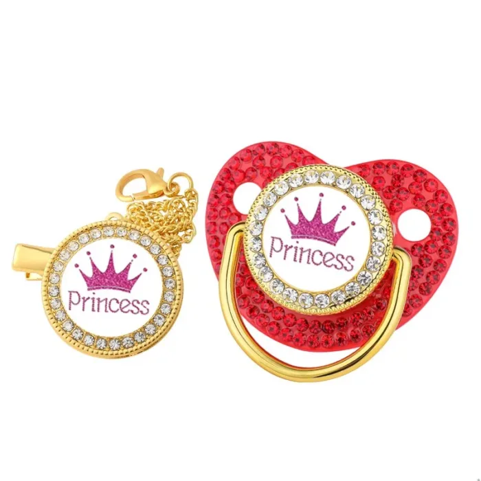 Luxury Crown Pacifier Clip Chain Set Baby Shower Gift Silicone Newborn Dummy Bpa Free Toddler Teether Zircon Baby Soother Nipple - Image 10