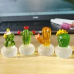 Creative Simulation Cactus Plant Decor Transparent Fleshy Car Computer Decoration Ornaments Decorative Crafts Home Accessories