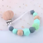 Silicone Dummy Clips Baby Pacifier Leashes & Cases  Infant Teething Toys Beech Cartoon Wooden Chewable Toy Newborn Shower Gifts - Image 5